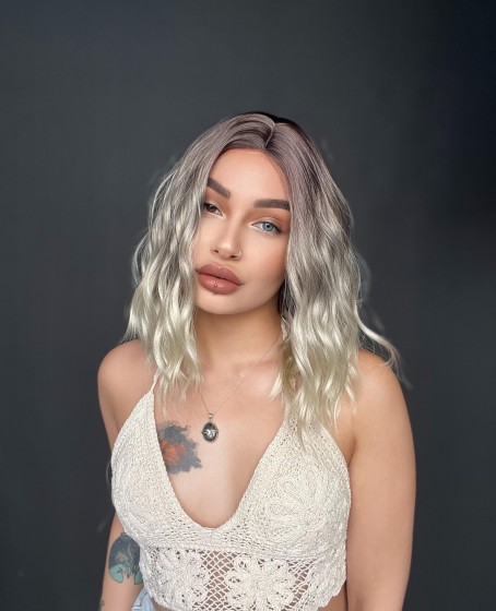 Bob Kesim Doğal Dalgalı Küt Bob Peruk