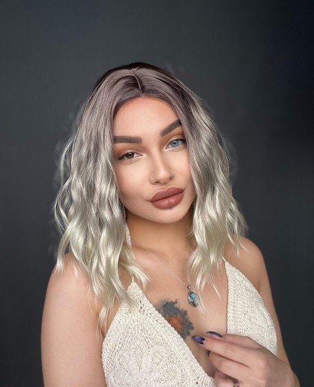 Bob Kesim Doğal Dalgalı Küt Bob Peruk