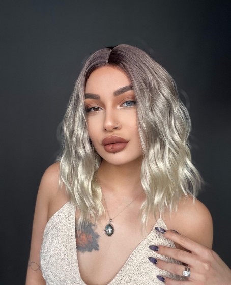 Bob Kesim Doğal Dalgalı Küt Bob Peruk