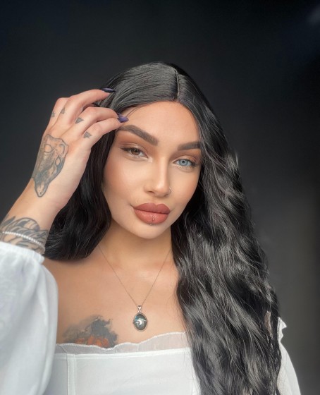 Doğal Dalgalı Tül Peruk Efsane su dalgalı medikal özel seri SİYAH