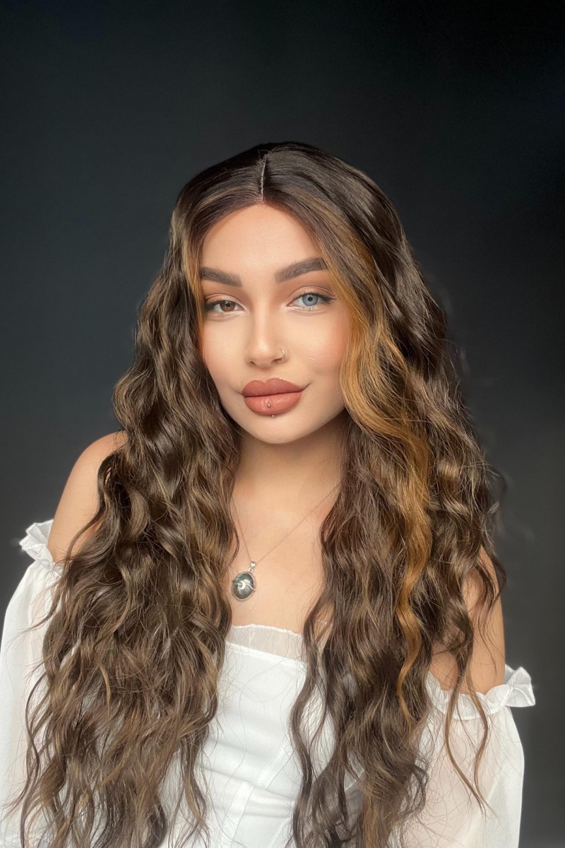 Doğal Dalgalı Tül Peruk Efsane su dalgalı medikal özel seri Doğal renk ışıltılı