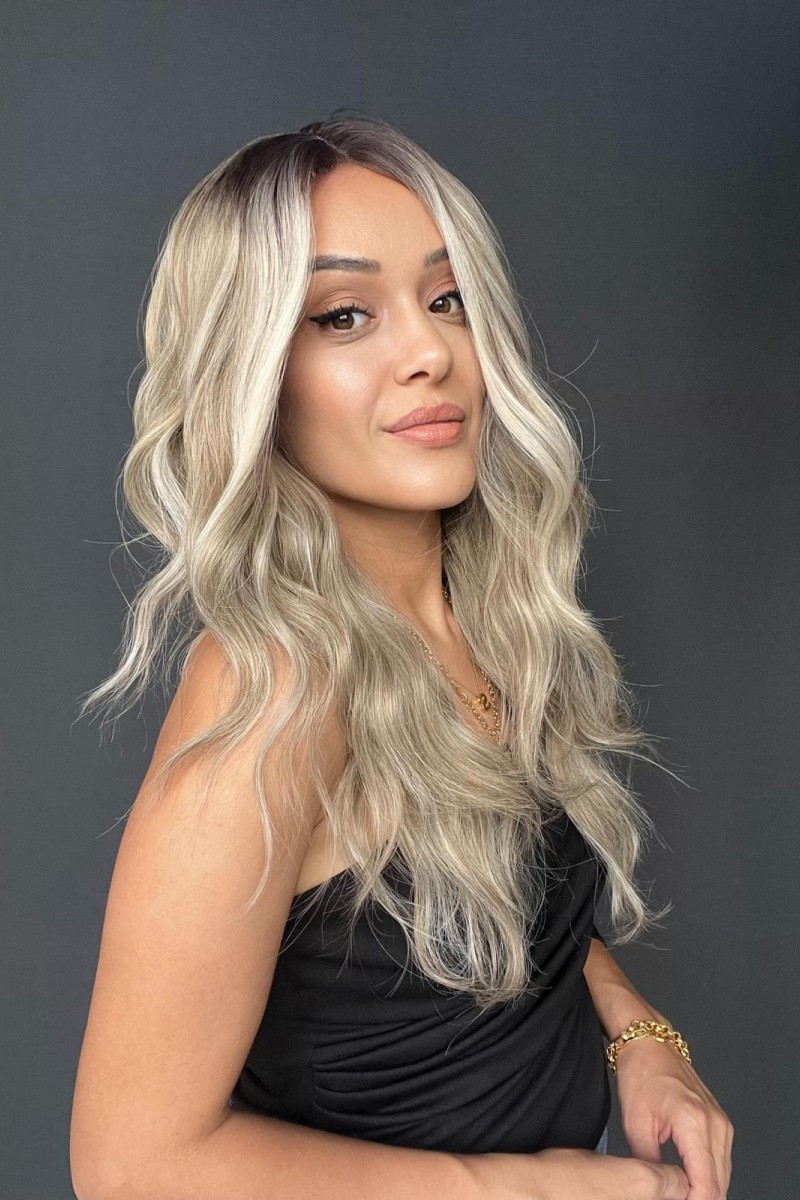 Sarı Işıltılı ombreli Tül peruk