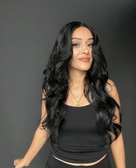 Geniş Dalgalı Gerçek Saç dokusunda Fiber sentetik Tül peruk syt08032