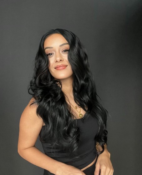 Geniş Dalgalı Gerçek Saç dokusunda Fiber sentetik Tül peruk syt08032