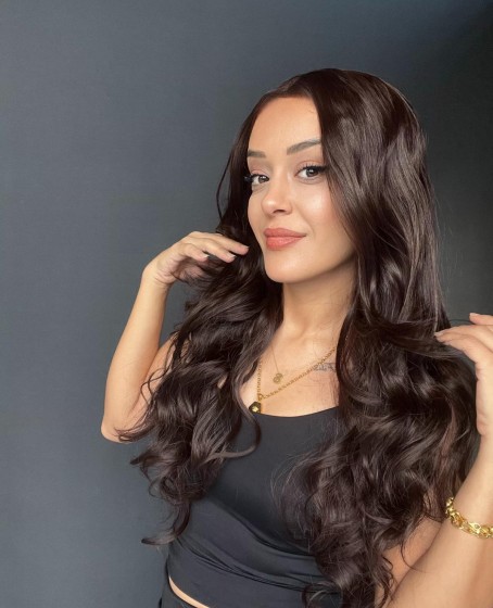 Geniş Dalgalı Gerçek Saç dokusunda Fiber sentetik Tül peruk syt08032