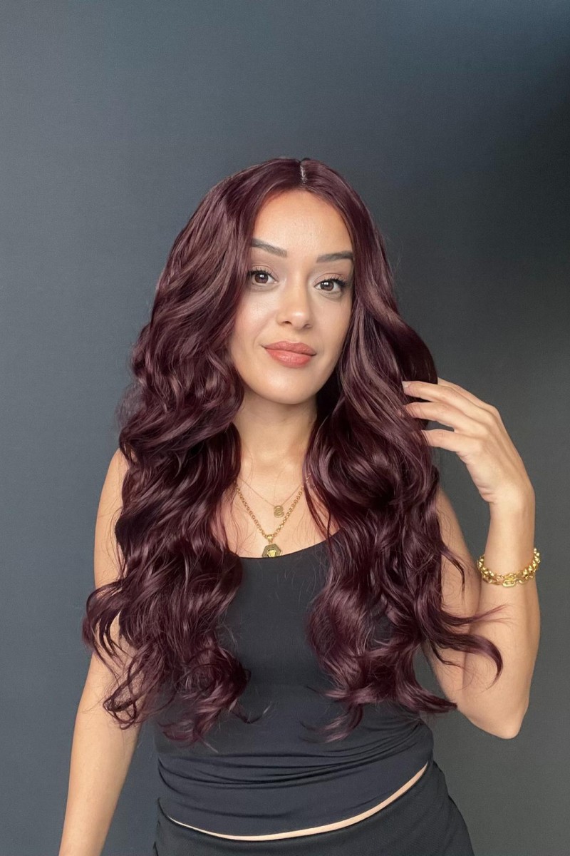 Geniş Dalgalı Gerçek Saç dokusunda Fiber sentetik Tül peruk 