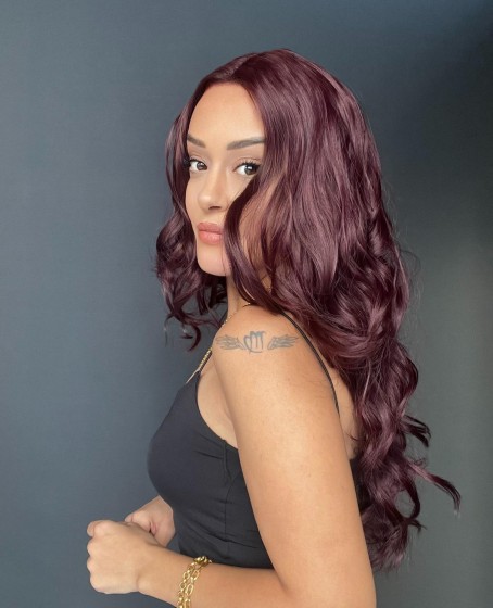 Geniş Dalgalı Gerçek Saç dokusunda Fiber sentetik Tül peruk syt08032