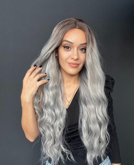 Wag dalgalı peruk modelimiz Siyah tül peruk