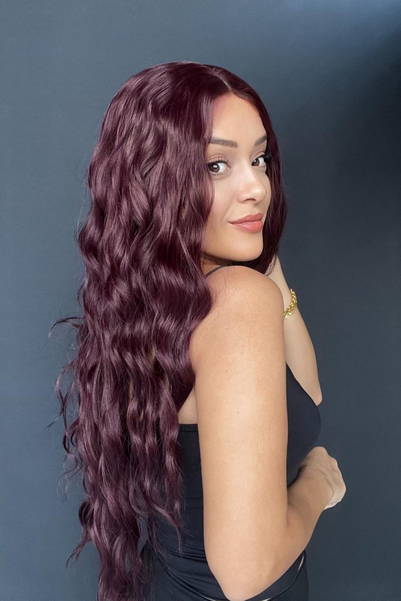 Uzun Dalgalı Gerçek Saç dokusunda Fiber sentetik Tül peruk syt08032