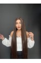 Tam 100 cm 1 metre uzunlukta Gerçek saç dokusunda Fiber tül peruk Kumral
