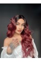Siyah Kızıl ombreli dalgalı tül peruk Suzan peruk