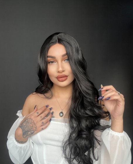 Siyah Dalgalı Uzun Tül peruk