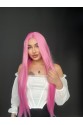 Pembe uzun tül peruk