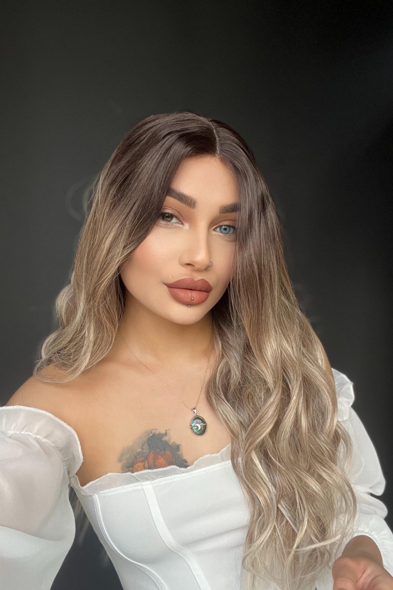 Rus kumralı ombreli Tül peruk