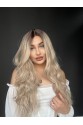 Kumral ışıltılı Tül peruk Doğal görünümlü Fiber peruk