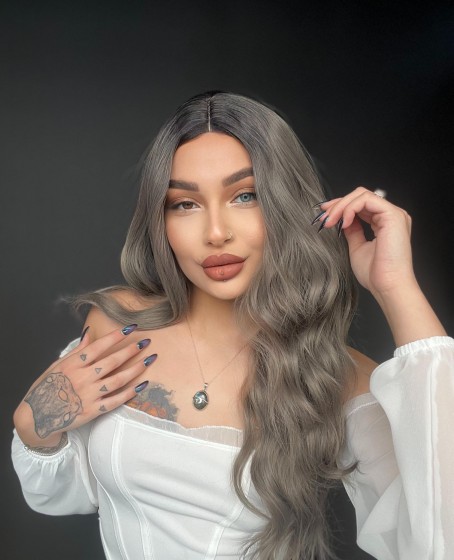 Su dalgalı Tül peruk