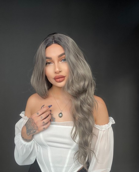 Su dalgalı Tül peruk