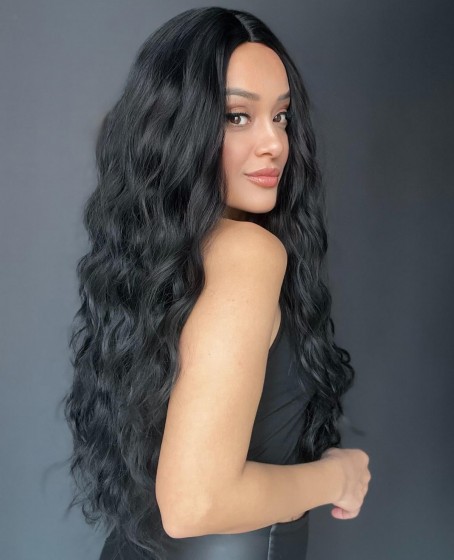 Uzun Doğal Su dalgalı Perçemsiz Tepesi Baş derisi görünümlü Yeni sezon