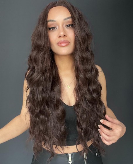 Uzun Doğal Su dalgalı Perçemsiz Tepesi Baş derisi görünümlü Yeni sezon