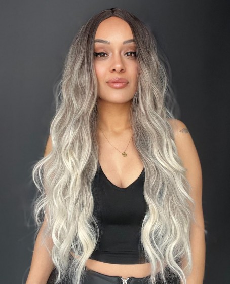 Uzun Doğal Su dalgalı Perçemsiz Tepesi Baş derisi görünümlü Yeni sezon