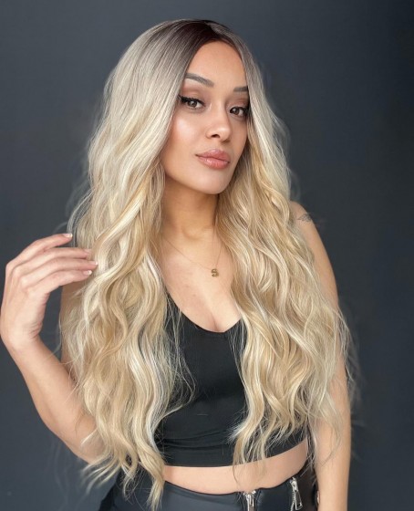 Uzun Doğal Su dalgalı Perçemsiz Tepesi Baş derisi görünümlü Yeni sezon