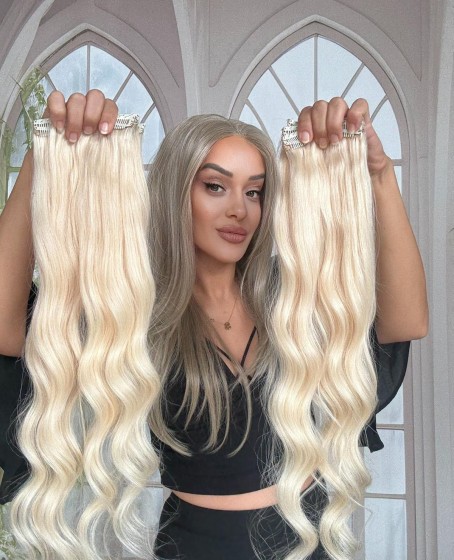 8 parça Gerçek saç Çıt çıt seti