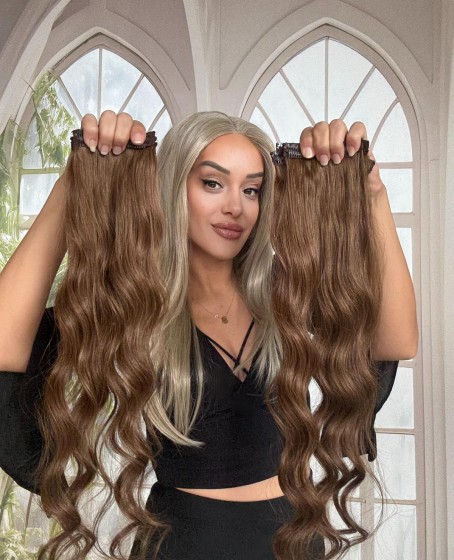 8 parça Gerçek saç Çıt çıt seti