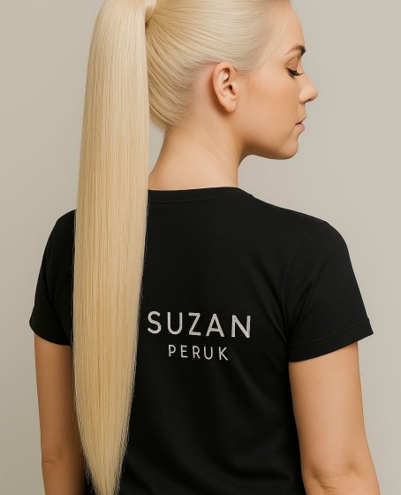 Gerçek saç Bağcıklı cırtlı boyanabilir fönlenebilir At kuyruğu Renk seçenekli