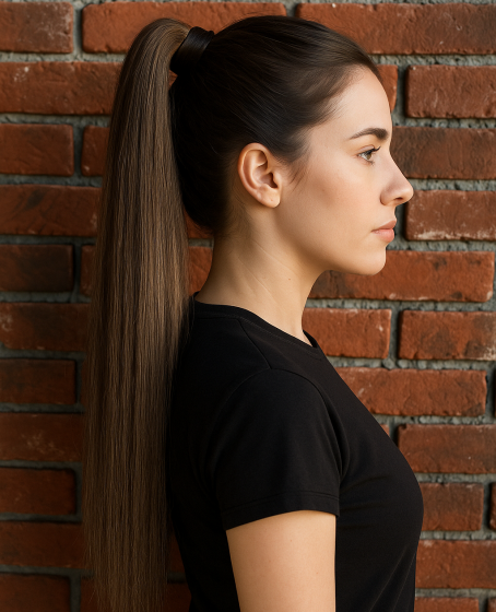 Gerçek saç Bağcıklı cırtlı boyanabilir fönlenebilir At kuyruğu Renk seçenekli