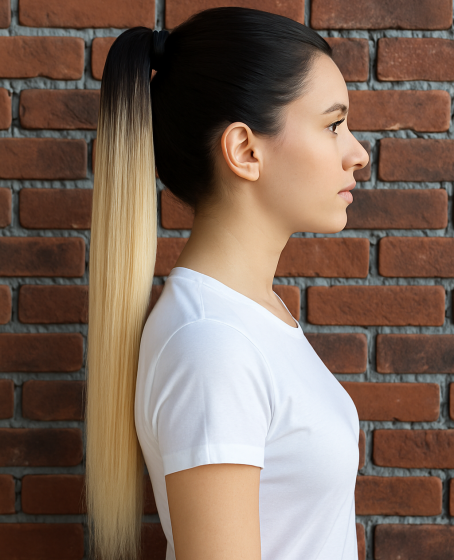 Gerçek saç Bağcıklı cırtlı boyanabilir fönlenebilir At kuyruğu Renk seçenekli