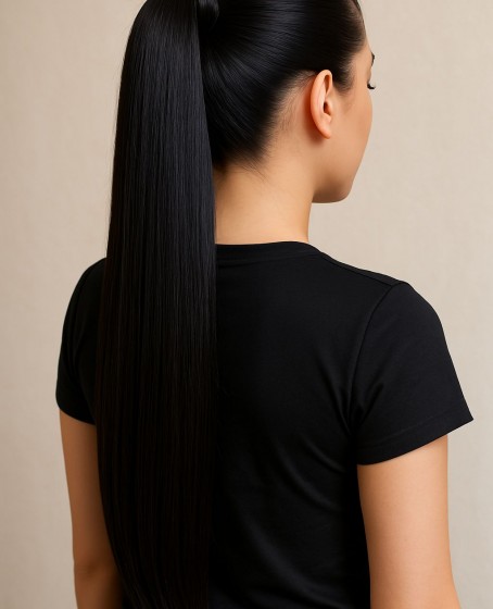 Gerçek saç Bağcıklı cırtlı boyanabilir fönlenebilir At kuyruğu Renk seçenekli