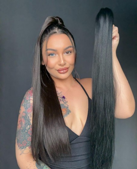 70cm Postiş Tokalı Düz At Kuyruğu - Siyah