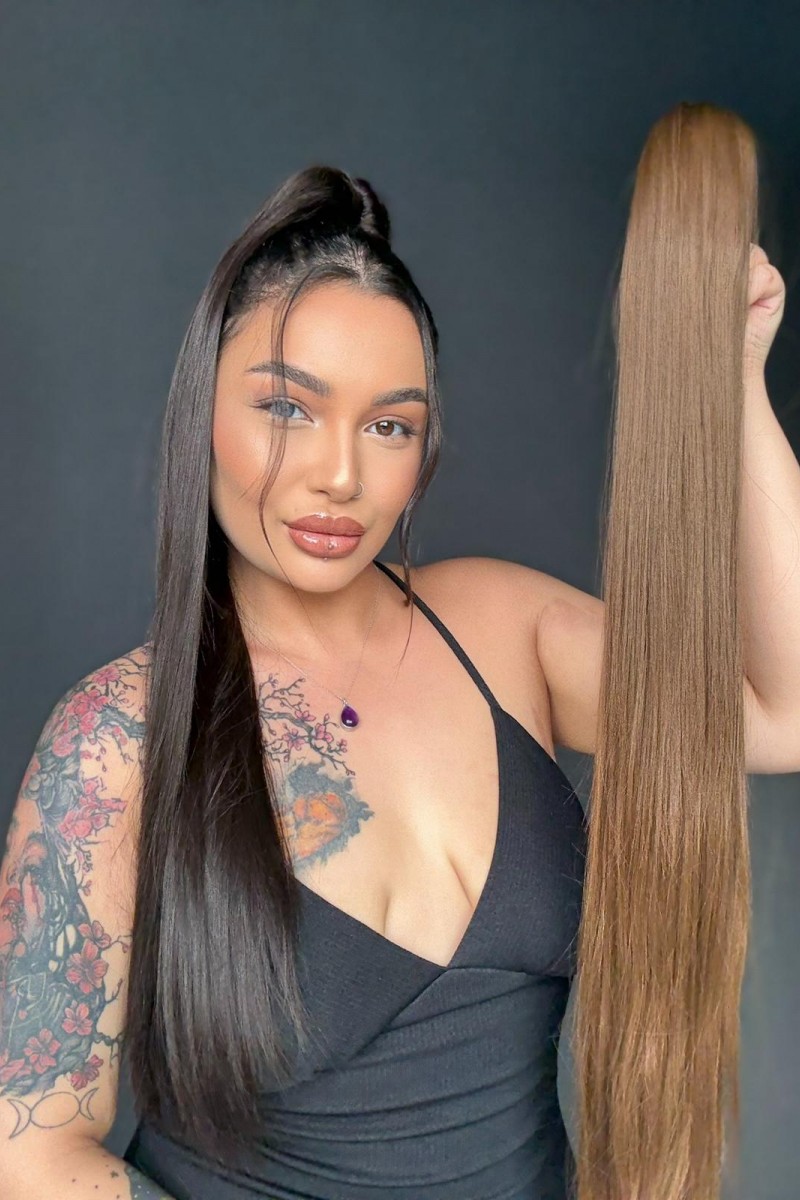 70cm Postiş Tokalı Düz At Kuyruğu - Kumral