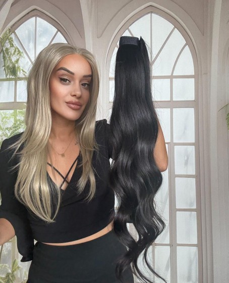 Gerçek Saç At kuyruğu-Bağcıklı Cırtcıtlı Orjinal saç