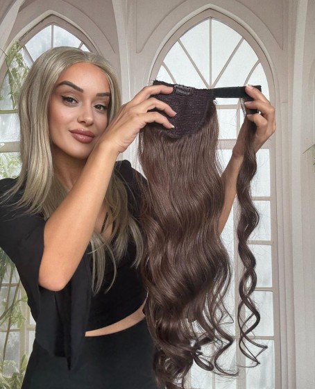 Gerçek Saç At kuyruğu-Bağcıklı Cırtcıtlı Orjinal saç