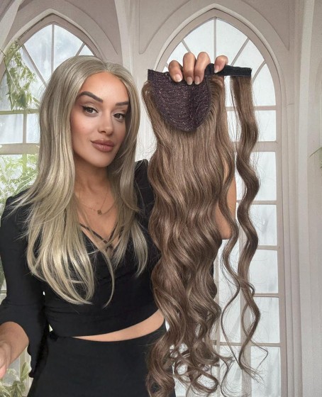 Gerçek Saç At kuyruğu-Bağcıklı Cırtcıtlı Orjinal saç