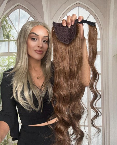 Gerçek Saç At kuyruğu-Bağcıklı Cırtcıtlı Orjinal saç