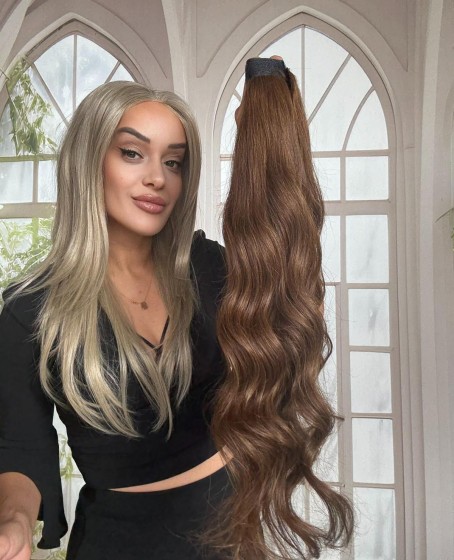 Gerçek Saç At kuyruğu-Bağcıklı Cırtcıtlı Orjinal saç