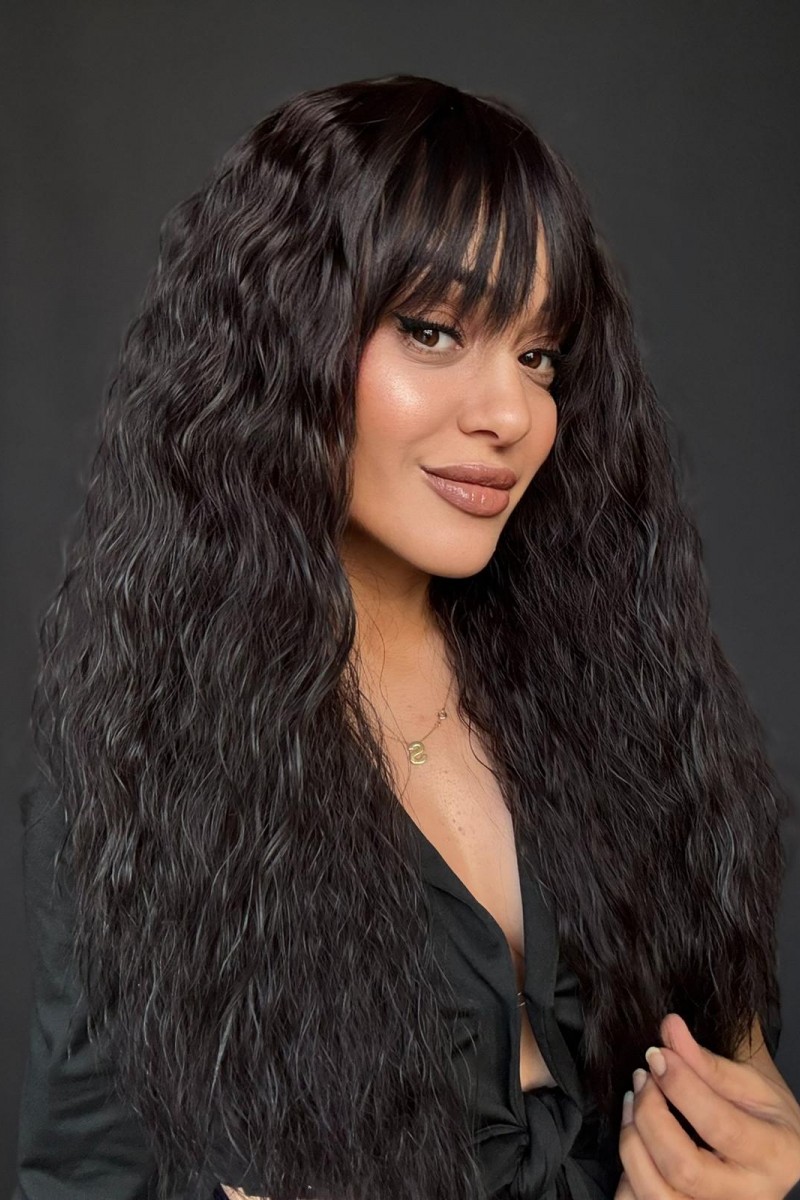 Kabarık Afro dalgaya sahip perçemli Tepe kısmı cilt görünümlü medikal peruk serisi 