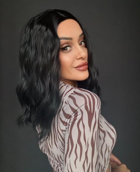 Küt Bob Kesim Tepe kısmı cilt görünümlü medikal peruk