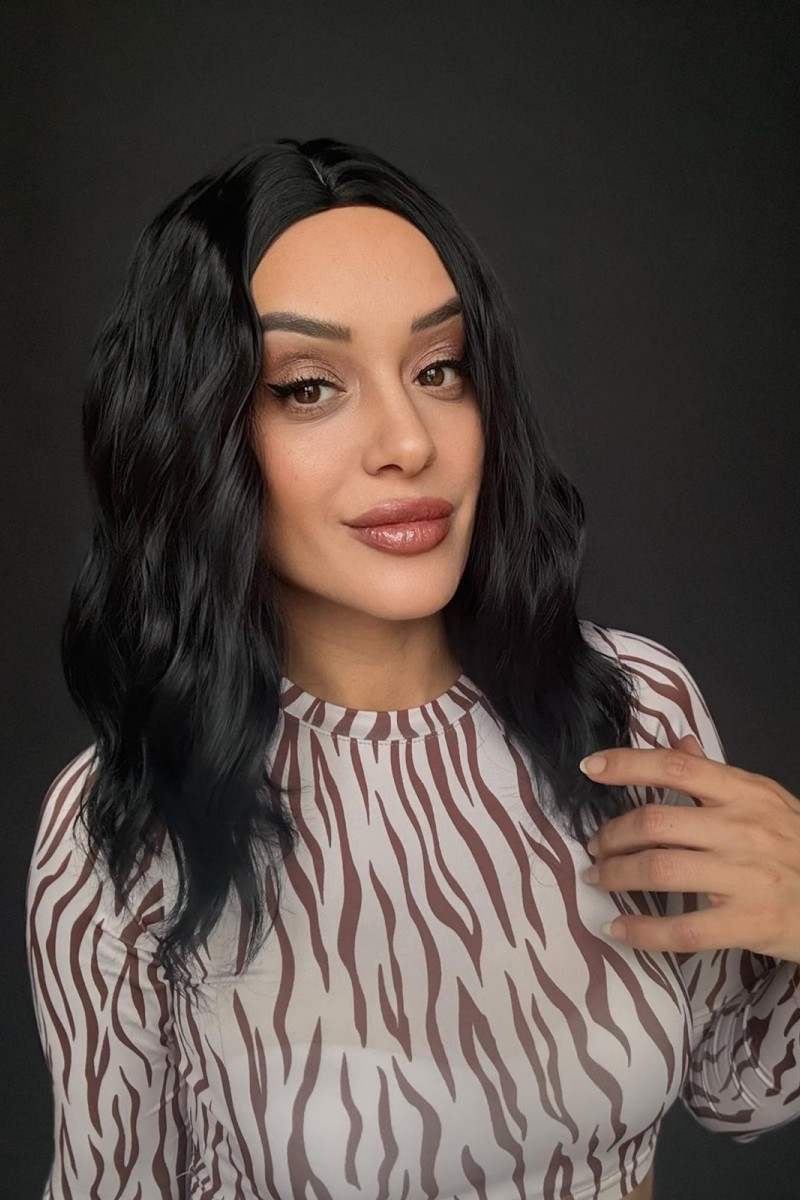 Küt Bob Kesim Tepe kısmı cilt görünümlü medikal peruk