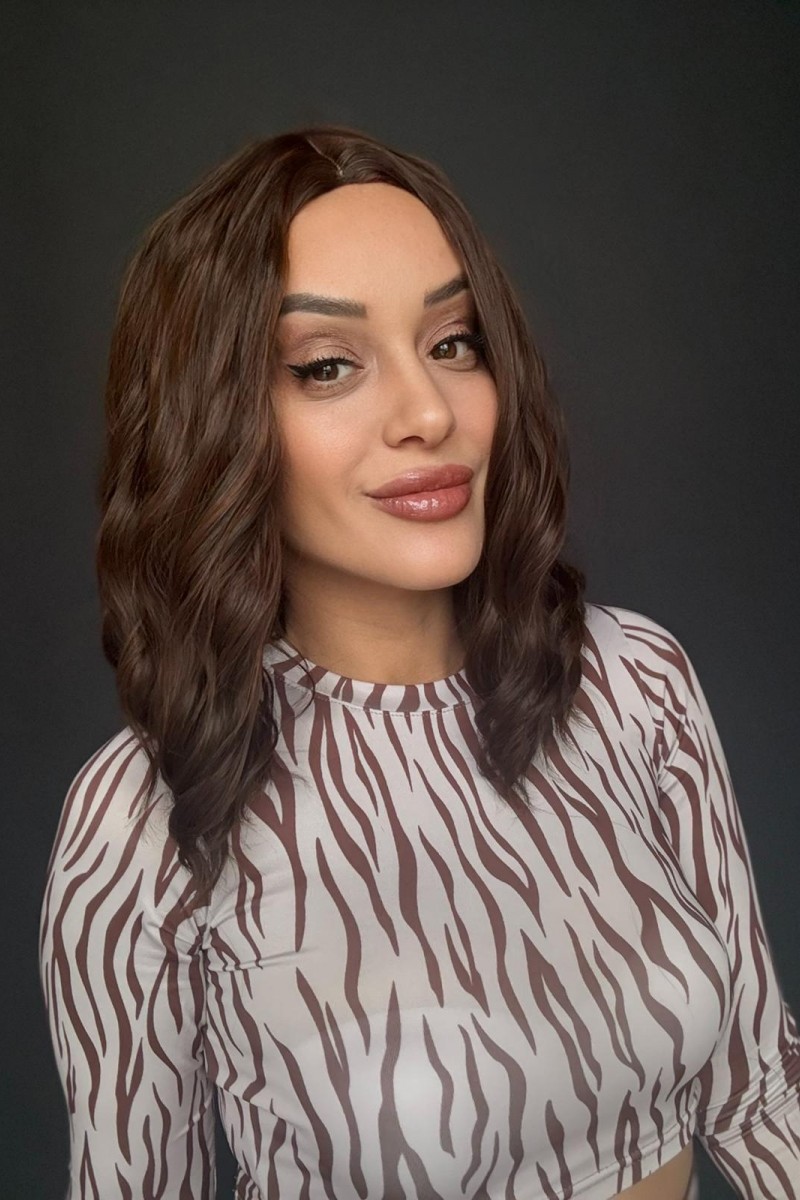 Küt Bob Kesim Tepe kısmı cilt görünümlü medikal peruk