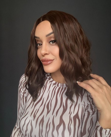 Küt Bob Kesim Tepe kısmı cilt görünümlü medikal peruk