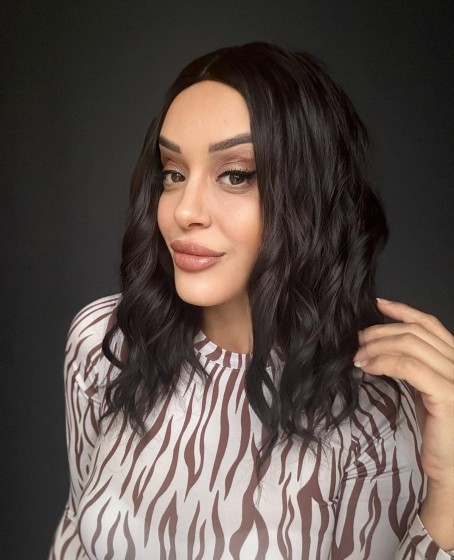 Küt Bob Kesim Tepe kısmı cilt görünümlü medikal peruk