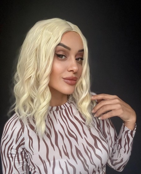 Küt Bob Kesim Tepe kısmı cilt görünümlü medikal peruk