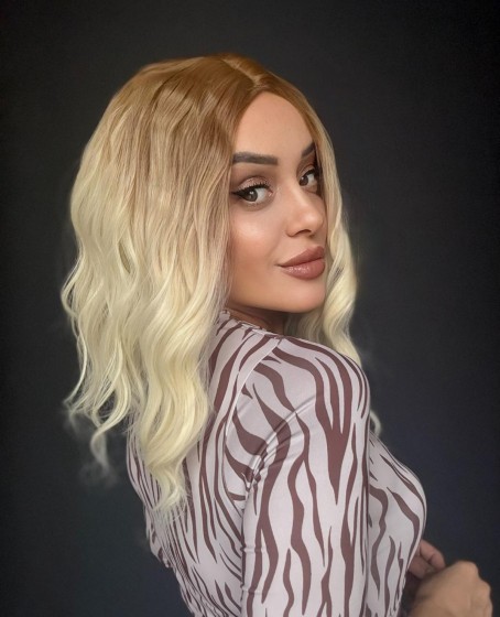 Küt Bob Kesim Tepe kısmı cilt görünümlü medikal peruk