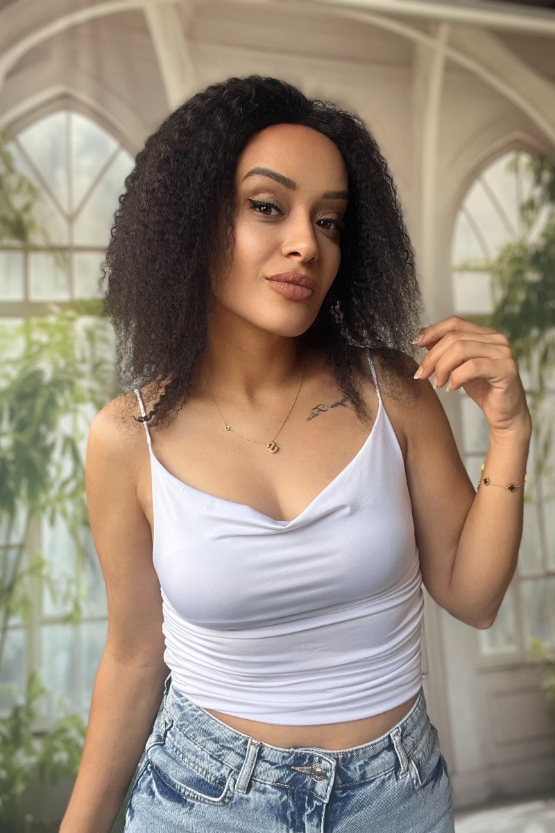 Kinky Brezilan afro peruk tül 