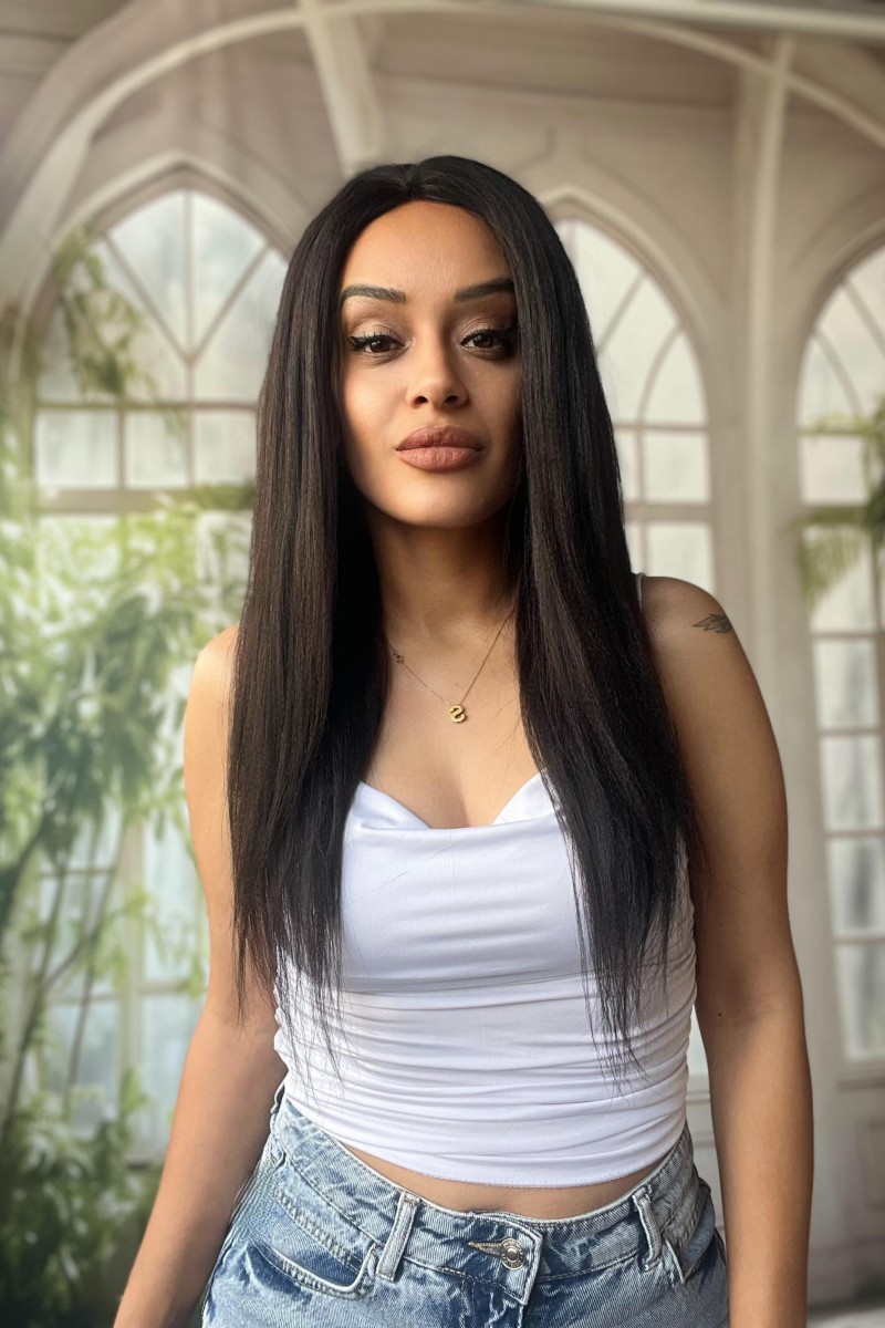 Kestane uzun tül peruk