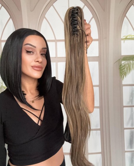 Düz Uzun tokalı Mandallı At Kuyruğu