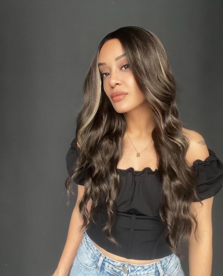 Koyu Kumral Balköpüğü Işıltılı Tül Peruk (T tül peruk)